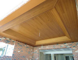 The finished concave angled timber lined ceiling - Perth WA